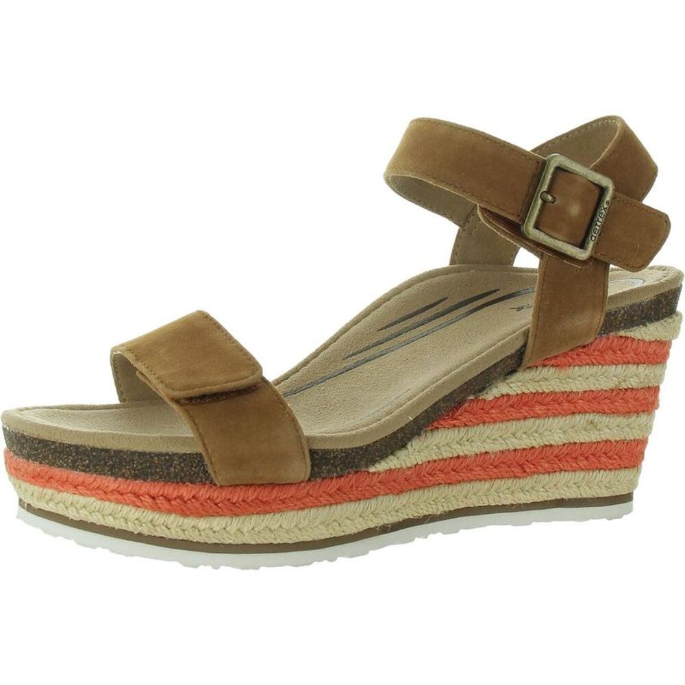 Aetrex Brown and Orange Wedge Sandals